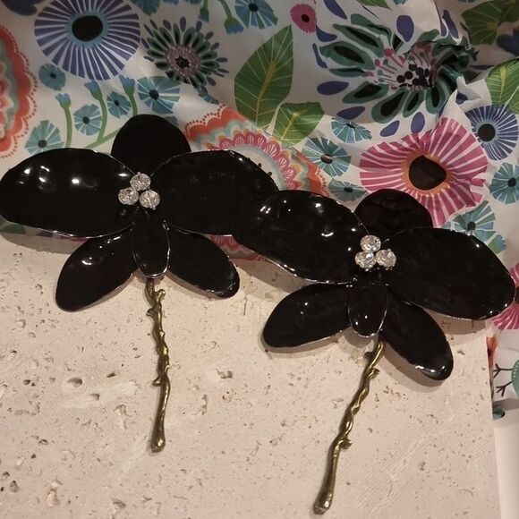 New ZARA ENAMEL FLOWER statement earrings - Picture 8 of 13
